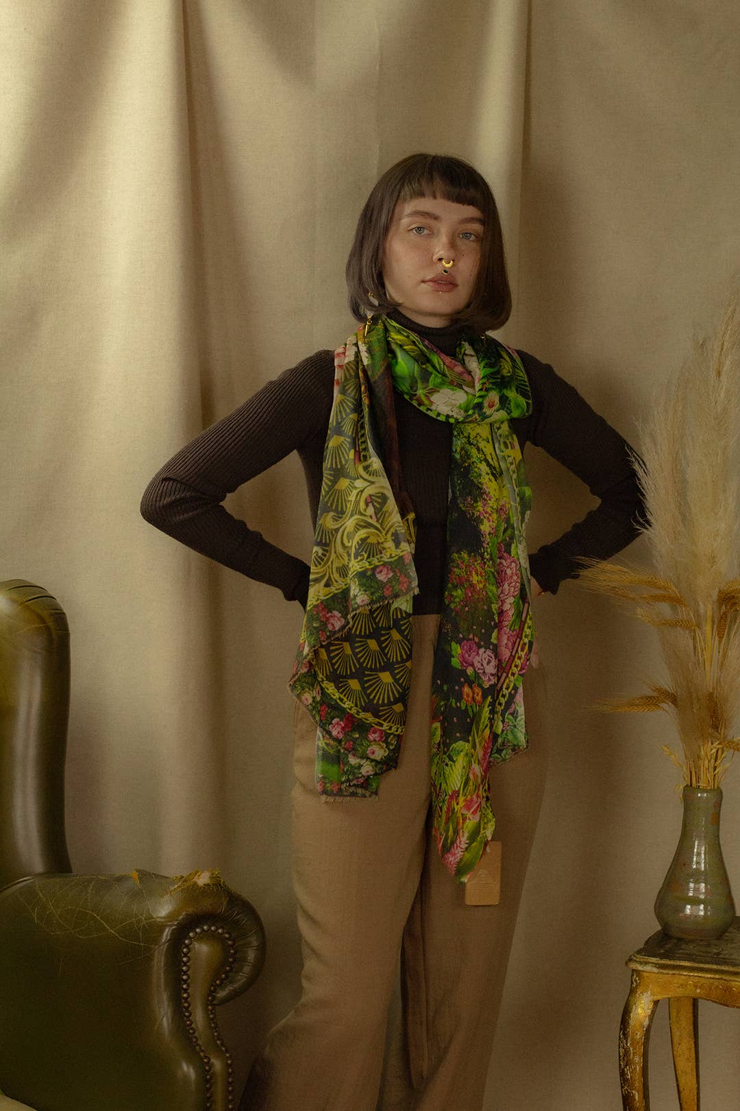 BROKANTE – wholesale Halsduk - Dam – Stor kashmirsjal 200x70cm, tryck MARIE4