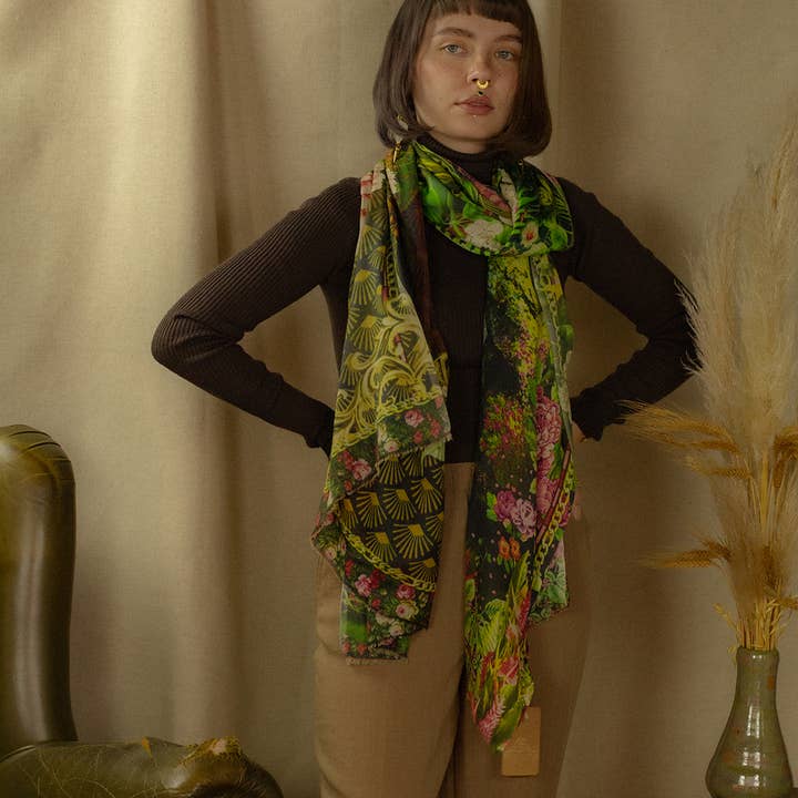 BROKANTE – wholesale Halsduk - Dam – Stor kashmirsjal 200x70cm, tryck MARIE4