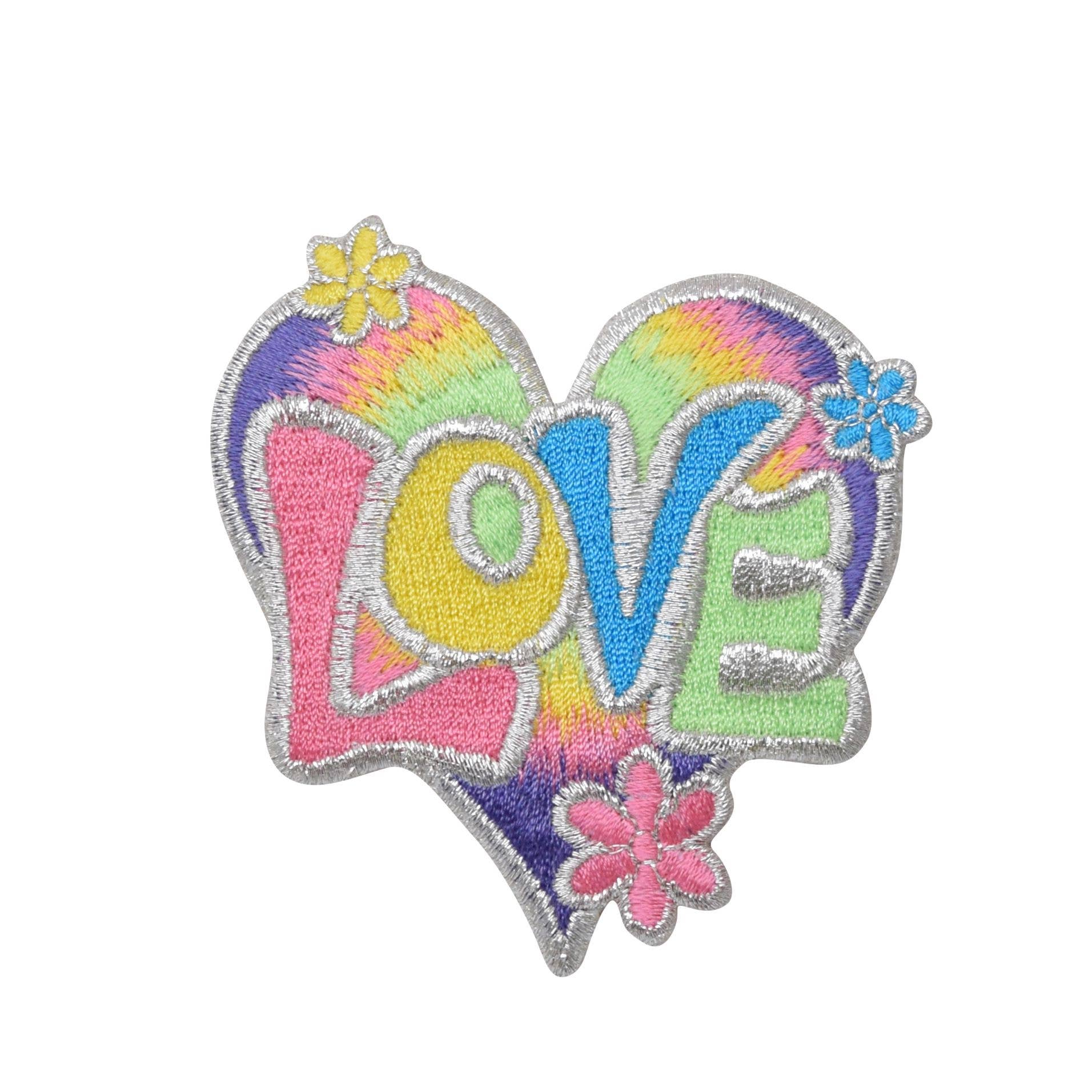Wholesale Applique - Wholesale Patch - Love Heart - Pastel Multi-color, Retro Hippie Iron on Patch