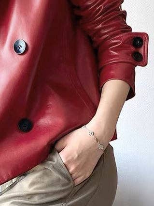 Sheer Trend - Wholesale Leather Jacket - Women's - Long Sleeve Solid Color Notched Collar Jacket7