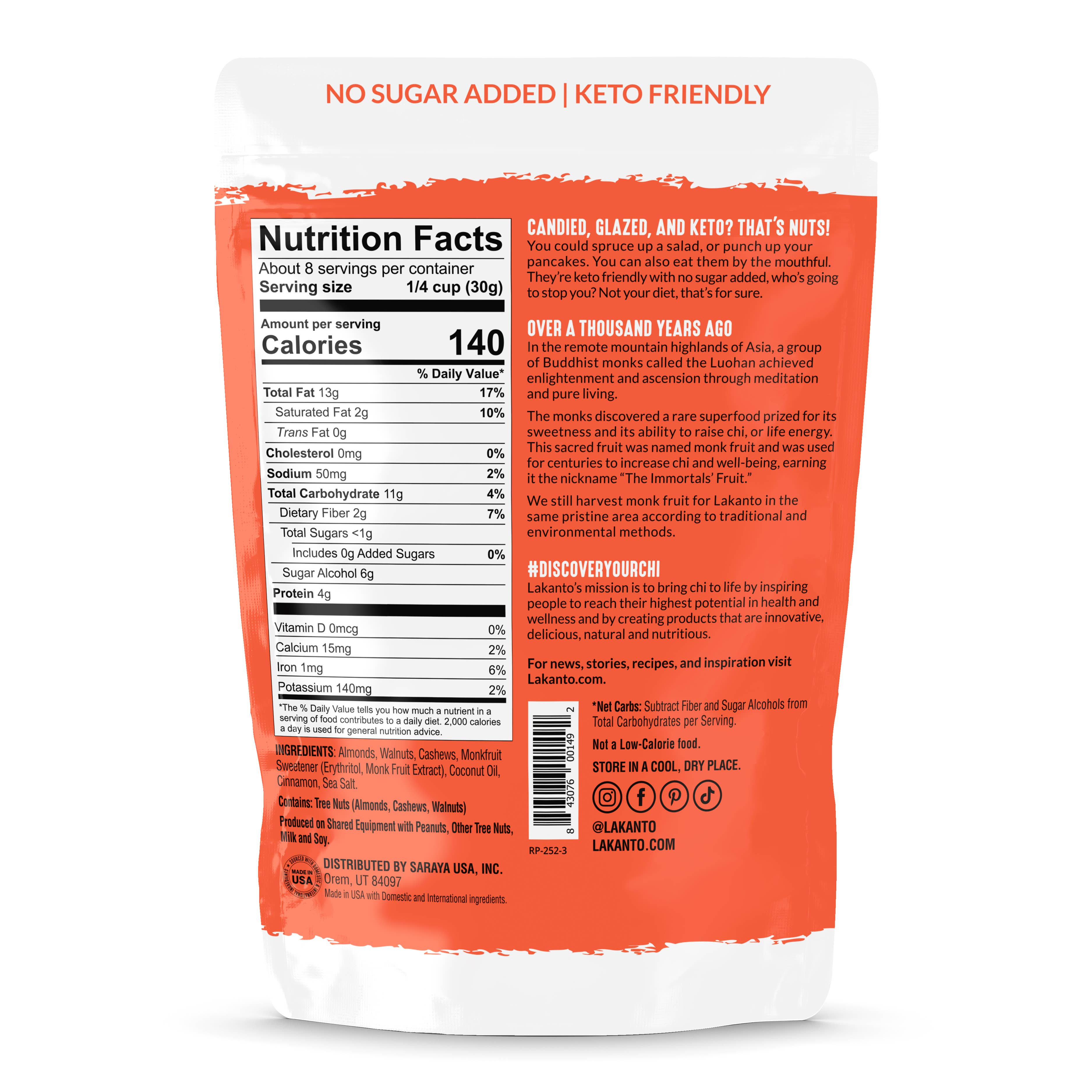 Lakanto - Wholesale Nuts - Lakanto Candied Nuts - Cinnamon Glazed - No Sugar Added1