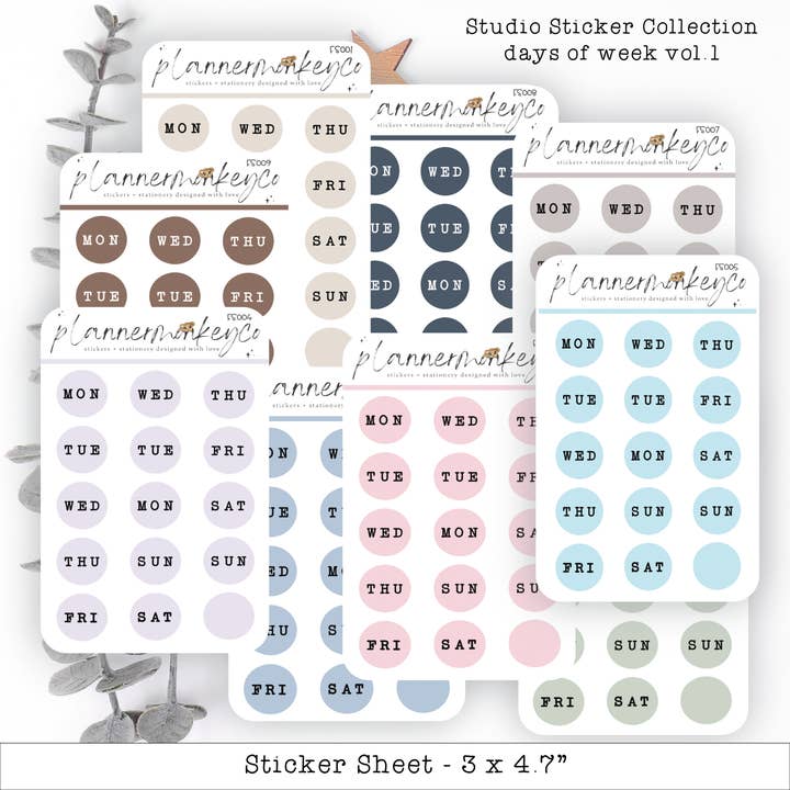 Typewriter Days Of The Week Stickers (VOL.1) | Studio Sticker Collection for wholesale by Plannermonkeyco