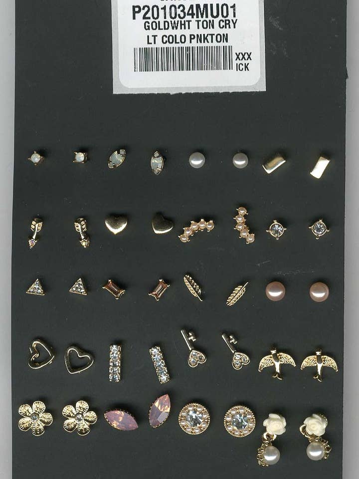 20on Stud Set Hartjes Parels Kristallen Bloemen voor wholesale door Carole Inc.