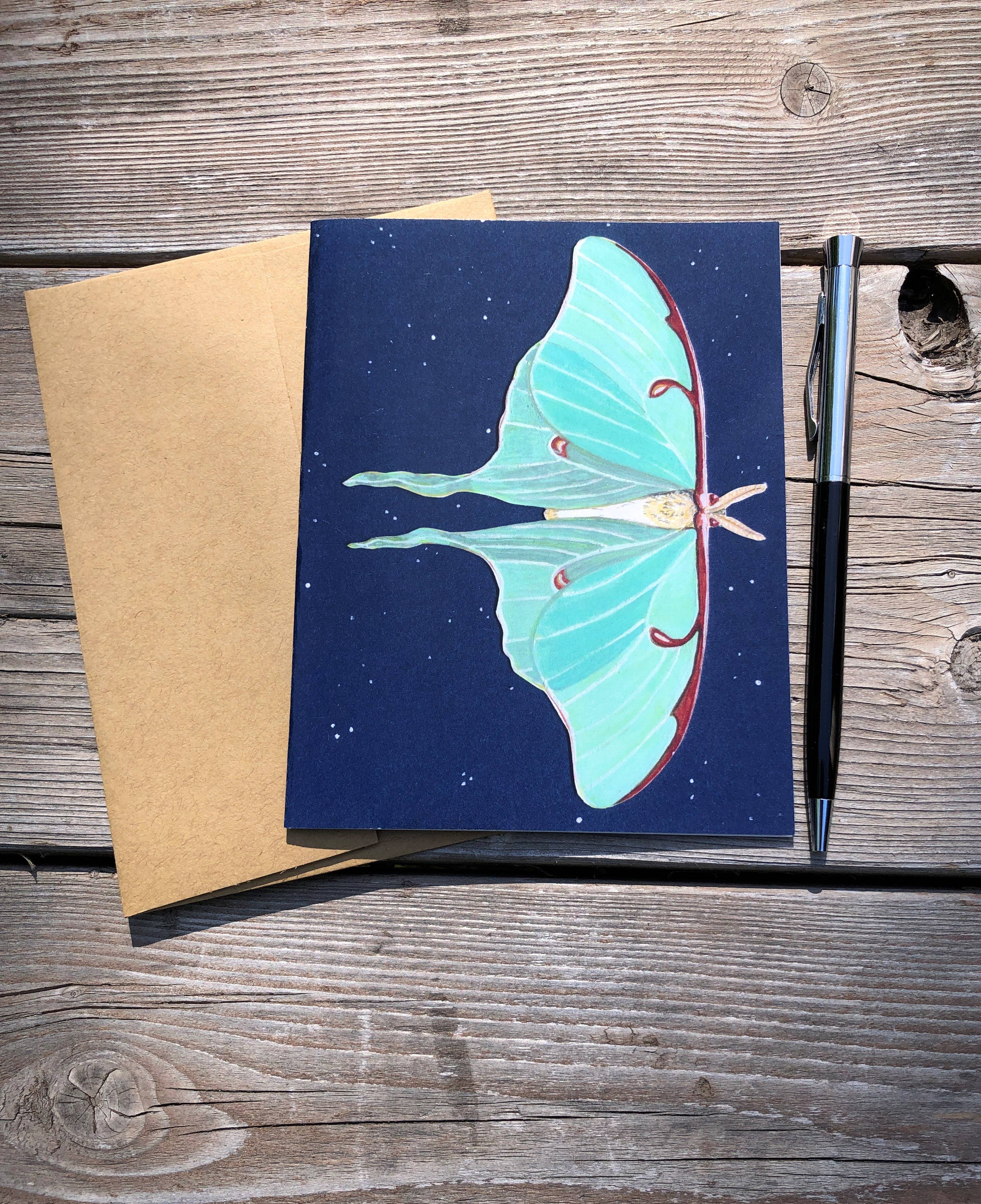 Johanna Finnegan-Topitzer - Wholesale Everyday Greeting Card - Luna Moth Blank Greeting Card, 4.25" x 5.5"3