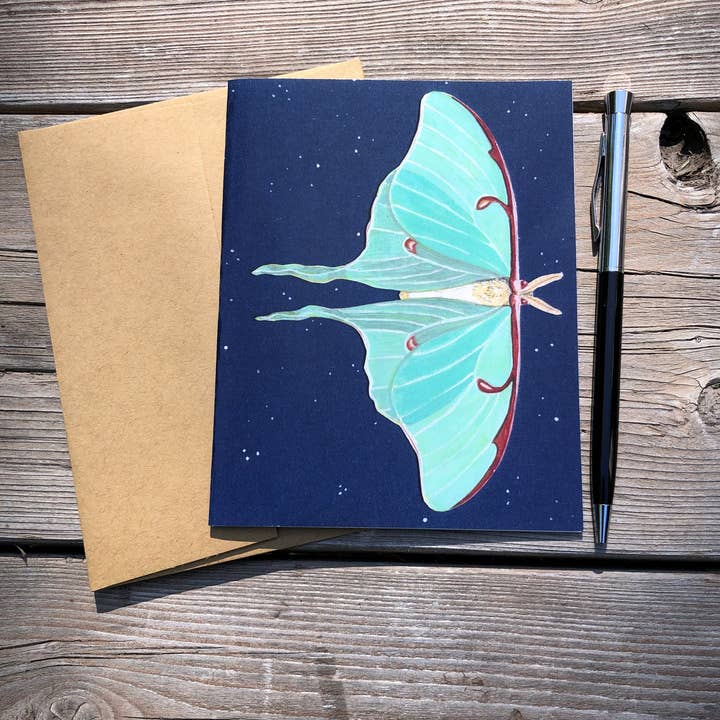 Johanna Finnegan-Topitzer - Wholesale Everyday Greeting Card - Luna Moth Blank Greeting Card, 4.25" x 5.5"3