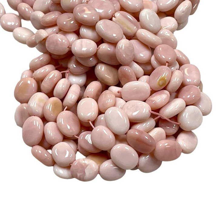 TRIVENI USA INC - Wholesale Beads - Pink Peruvian Opal Gemstone Oval Beads Strands 14x10mm