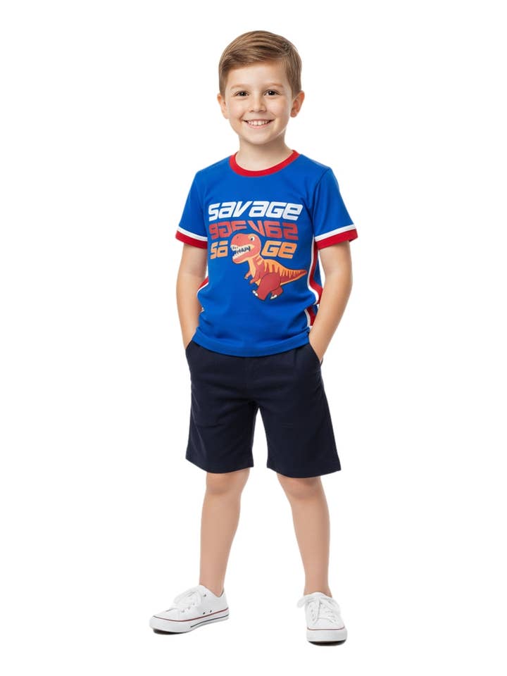 Savage Baby T-Rex Short Set 5-8 for wholesale by Unik