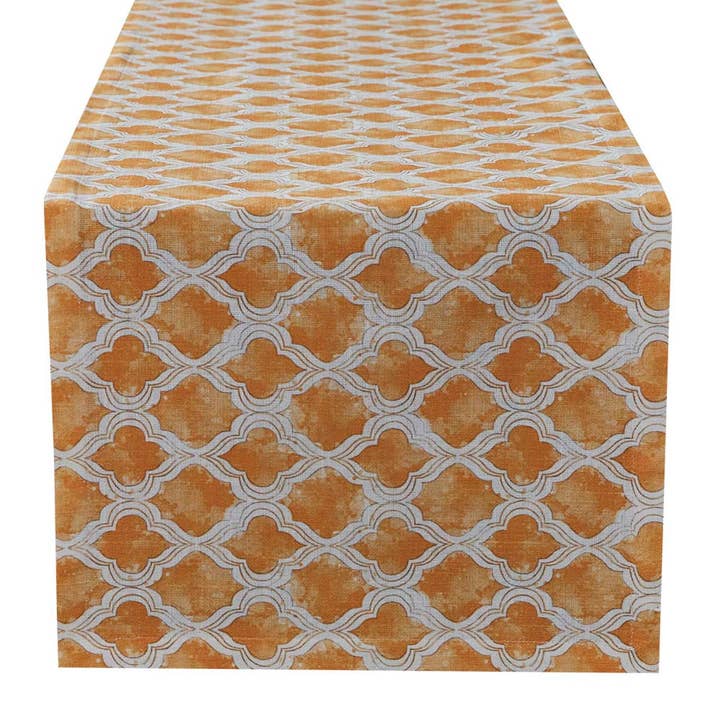 Watercolor Geo Apricot Table Runner - 72"L for wholesale by Split P