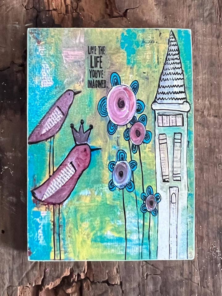 Íman de Arte de Pássaro: Citação Inspiradora e Divertida, Montado em Madeira por atacado de Sunshine Girl Designs