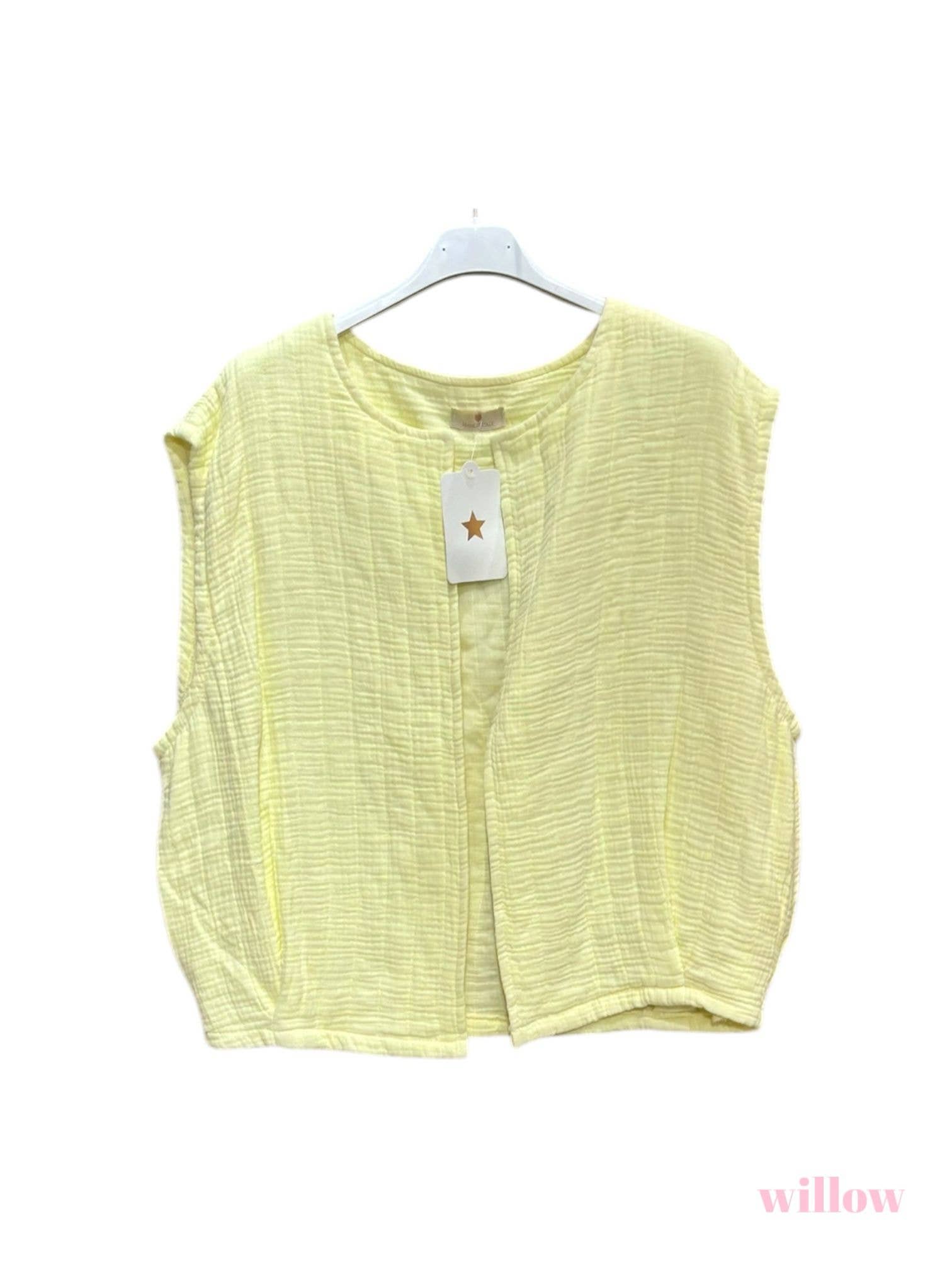 Moonsun - Vendita all'ingrosso Gilè imbottito - Donna - Gilet trapuntato in garza di cotone tinta unita maniche corte8