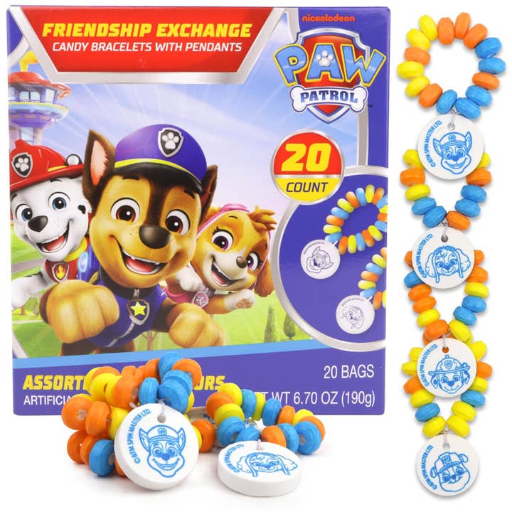 Paw Patrol Candy Bracelets, Valentine's Exchange, 20 Count for wholesale by Needzo Inc