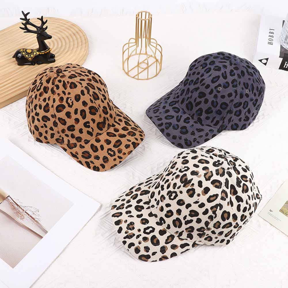 Wholesalesir - Vente Casquette de baseball – unisexe - Casquette en velours côtelé à imprimé léopard3