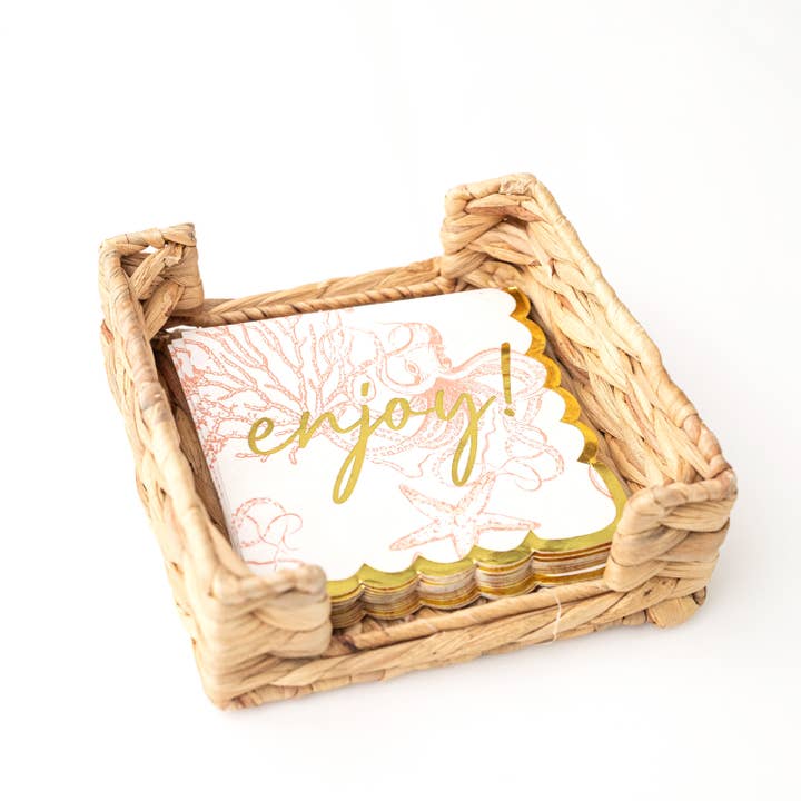 8 Oak Lane - Wholesale Disposable Napkin - Coral Octopus Paper Beverage Napkin Packs1