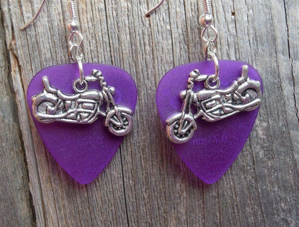 Simply Raevyn - Wholesale Dangle Earrings - Motorcycle Charm Guitar Pick Earrings3