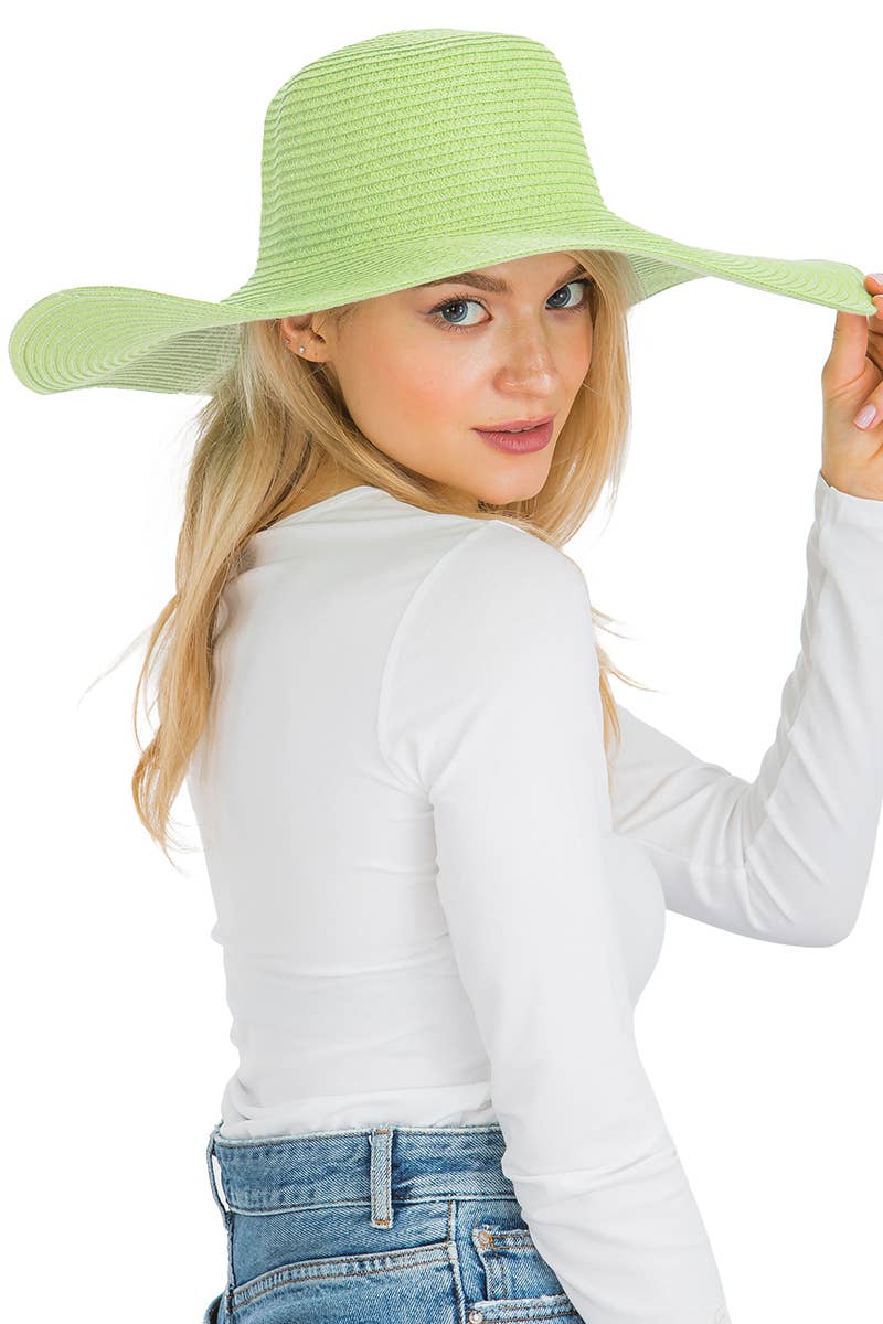 Cap Zone - Venta al por mayor Sombrero de paja - Mujer - Sombrero de sol de paja con tejido apretado, color sólido y ala ancha flexible52