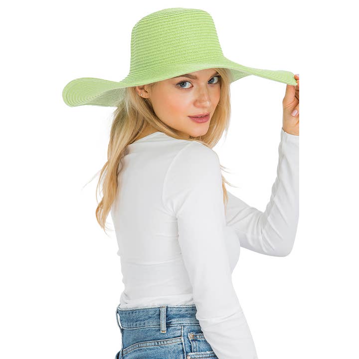 Cap Zone - Venta al por mayor Sombrero de paja - Mujer - Sombrero de sol de paja con tejido apretado, color sólido y ala ancha flexible52