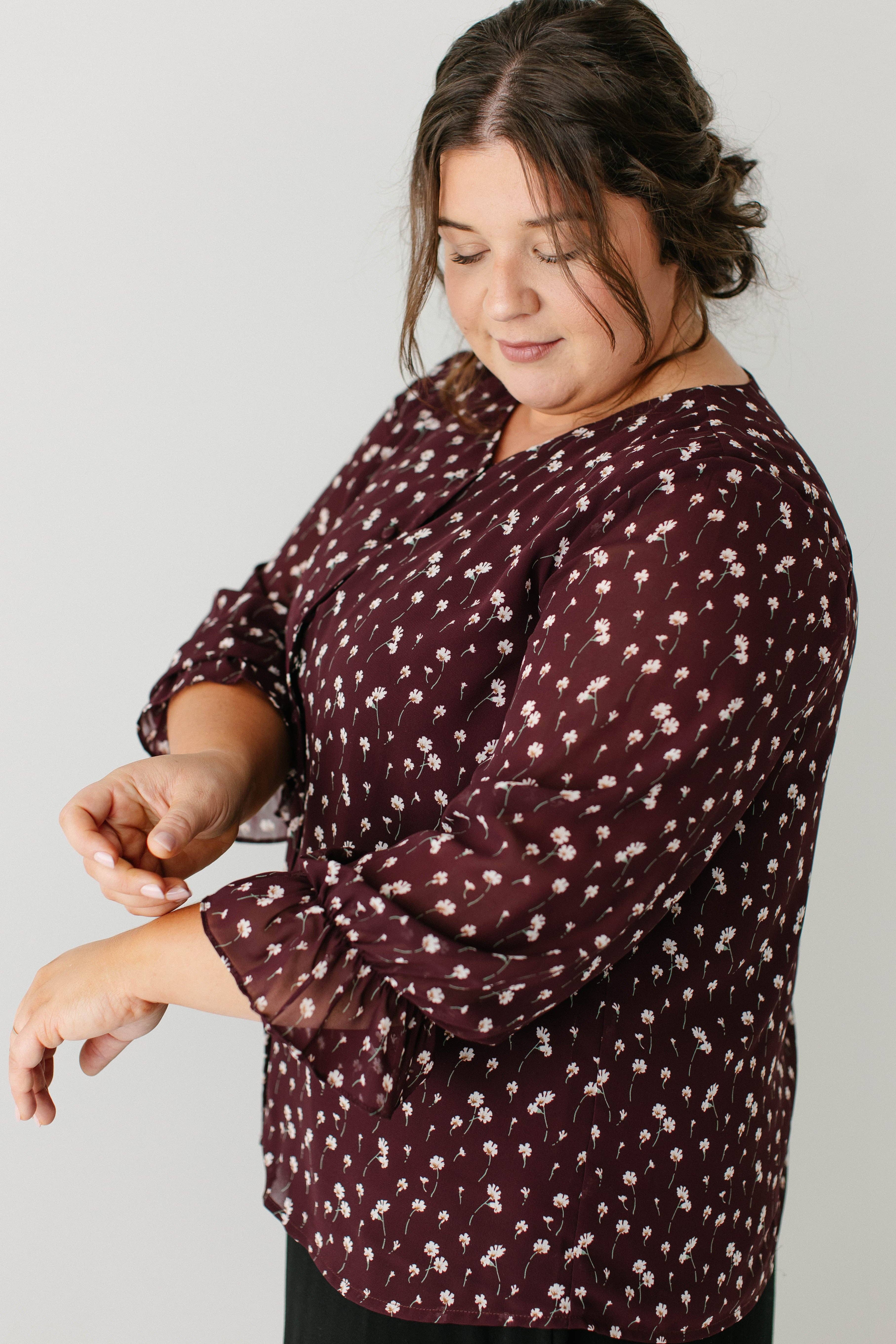 Vino Blusa floreale a maniche 3/4 'Clarissa' in vendita all'ingrosso su Faire7