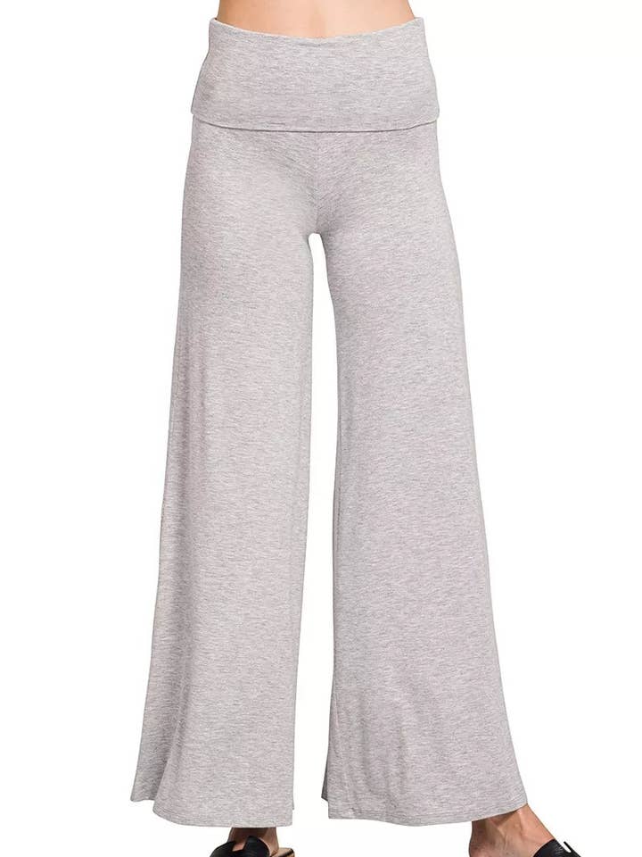 Zenana Fold Over Waist Comfy Wide Leg Pants for wholesale by React Activewear