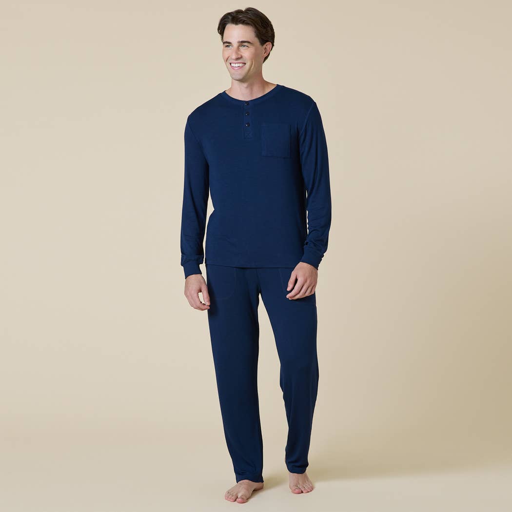 Softies – wholesale Nattskjorta - Herr – Henley nattskjorta för män i extremt mjuk ribbad modal6