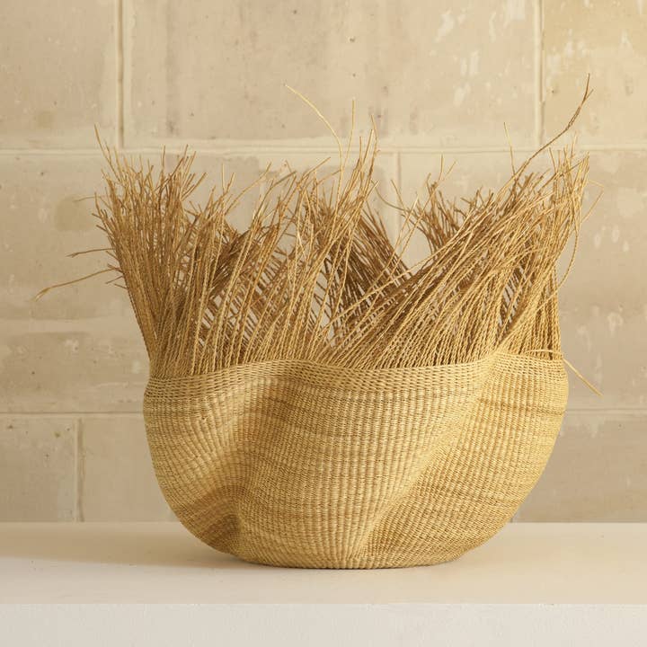 Cesto ondulato peloso naturale per la vendita all'ingrosso da parte di AS'ART a sense of crafts