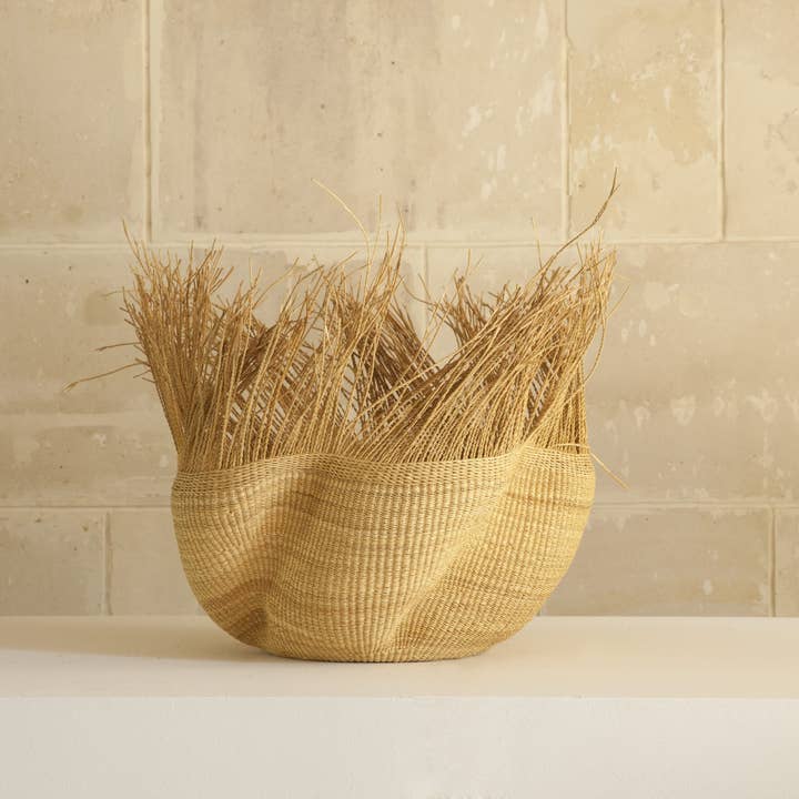 Cesto ondulato peloso naturale per la vendita all'ingrosso da parte di AS'ART a sense of crafts