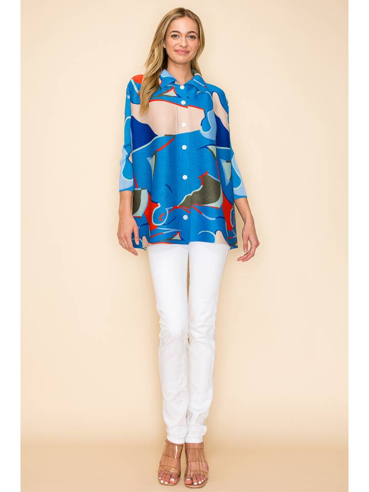 QMP Moda - Wholesale Tunic - Women's - PLEATED LIGHTWEIGHT CARDIGAN/BLOUSE