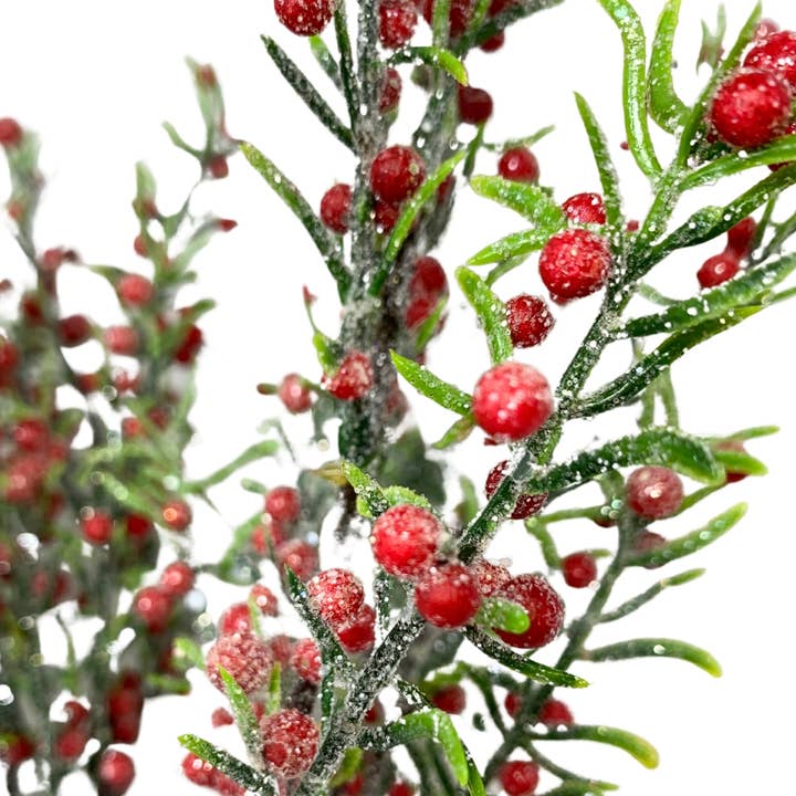 David Christopher's Collection - Wholesale Christmas Decoration - Frosted Thicket Christmas Red Berry Bunch 14"