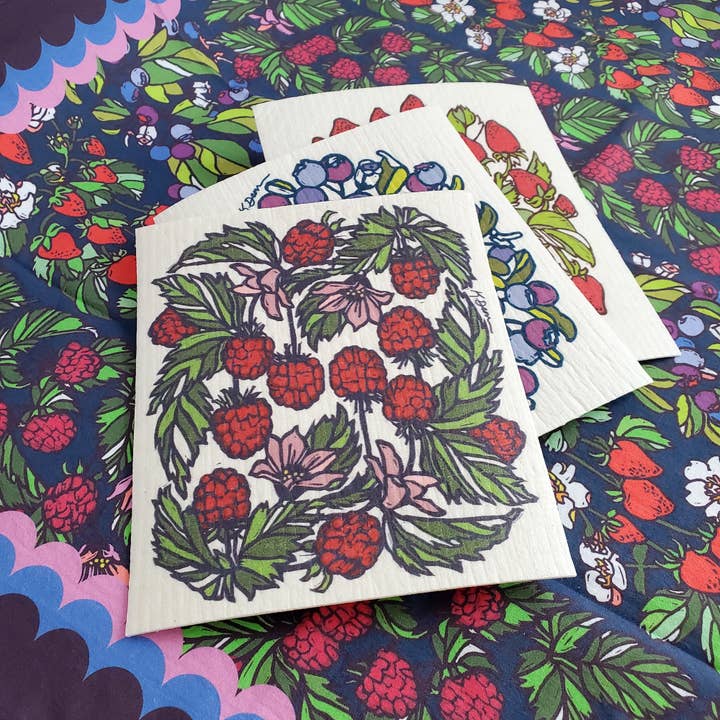 Little Green - Wholesale Dishcloth - Eco-Friendly Dish Cloth Summer Raspberry, Swedish Dishcloth1