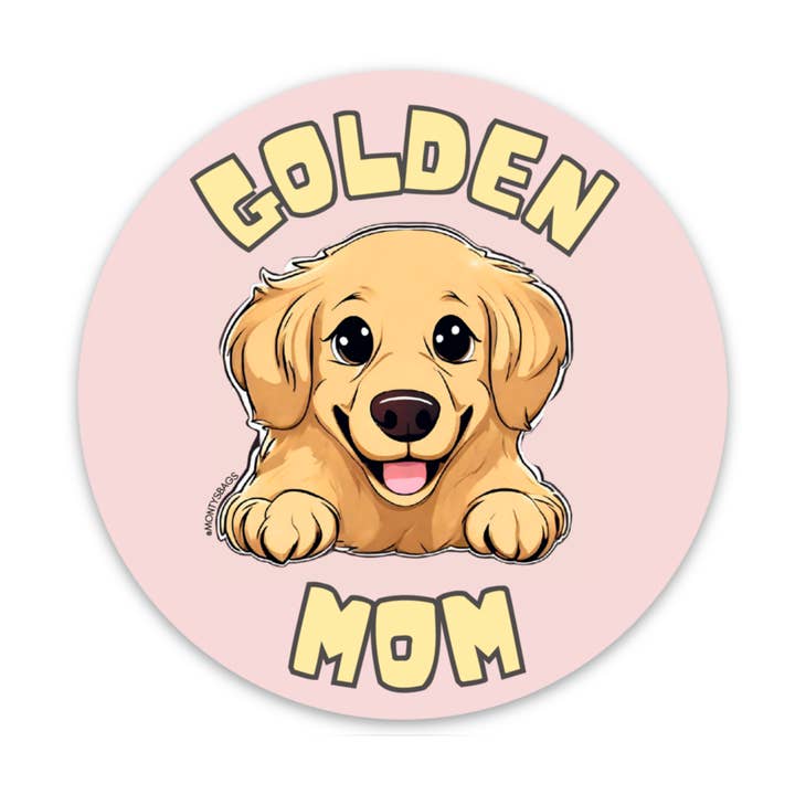 Golden Retriever Dog Mom Vinyl Sticker for wholesale by Monty's Bags