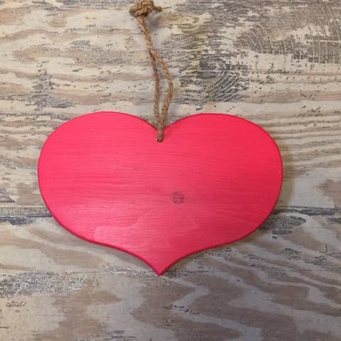 Art Wooden Heart, Red Rustic Decor, Hanging, Large, Door for wholesale by Knock on Wood