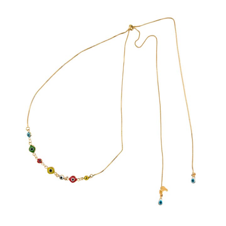 SN499MT 18K Verguld verstelbare ketting met meerdere boze ogen voor wholesale door Sai Brazil