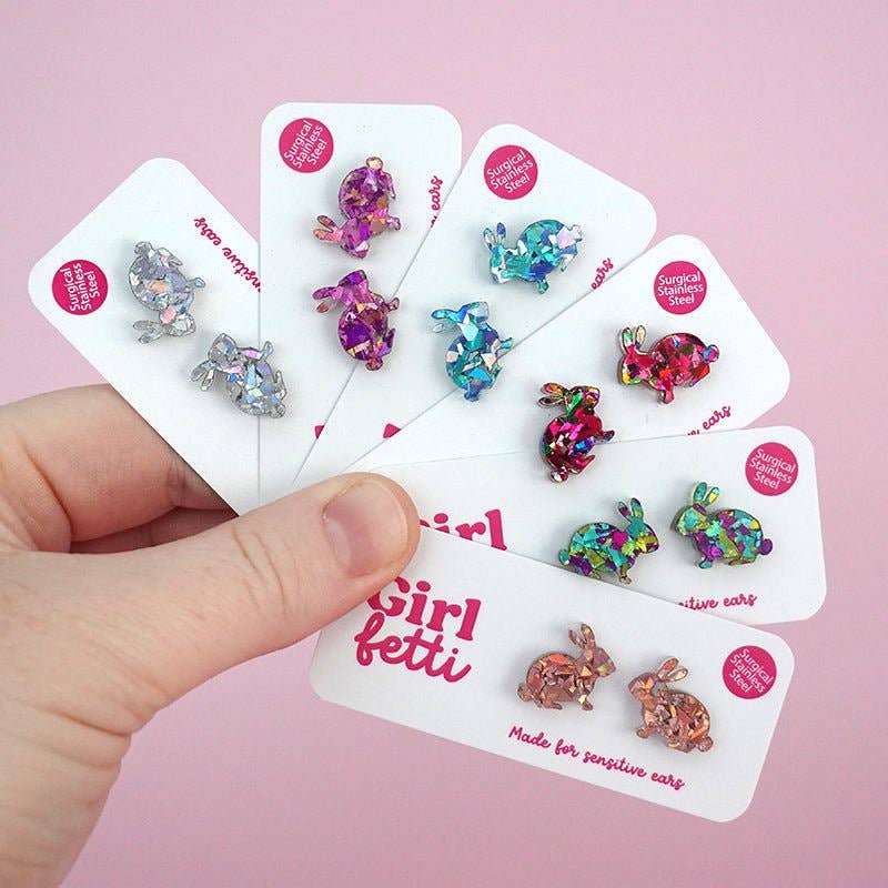 Girlfetti - Wholesale Stud/Post Earrings - Easter Bunny Acrylic Stud Earrings11