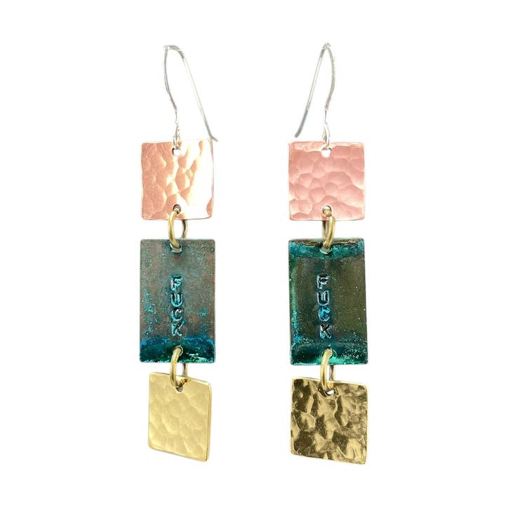 Fuck Earring Mixed Metals Brass Blue and Copper for wholesale by David Stepan