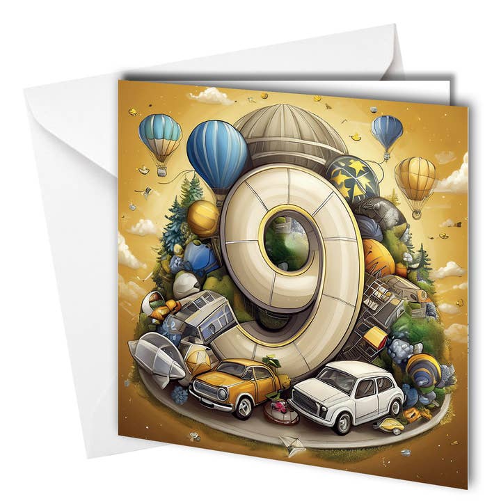 #1621 Ninth Birthday Card / 9 year old / boy, Son, brother for wholesale by Close to the Bone Greeting Cards and Gifts