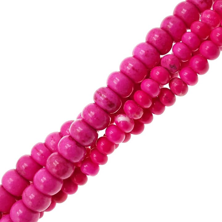 CRCBEADS - Wholesale Beads - Pink Magnesite Turquoise Smooth Rondelle Beads 3x4mm 4x6mm 15.5" Strand1