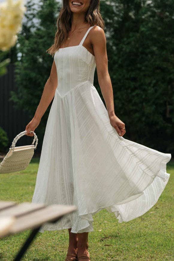 White Strappy Fit & Flare Dress for wholesale on Faire8