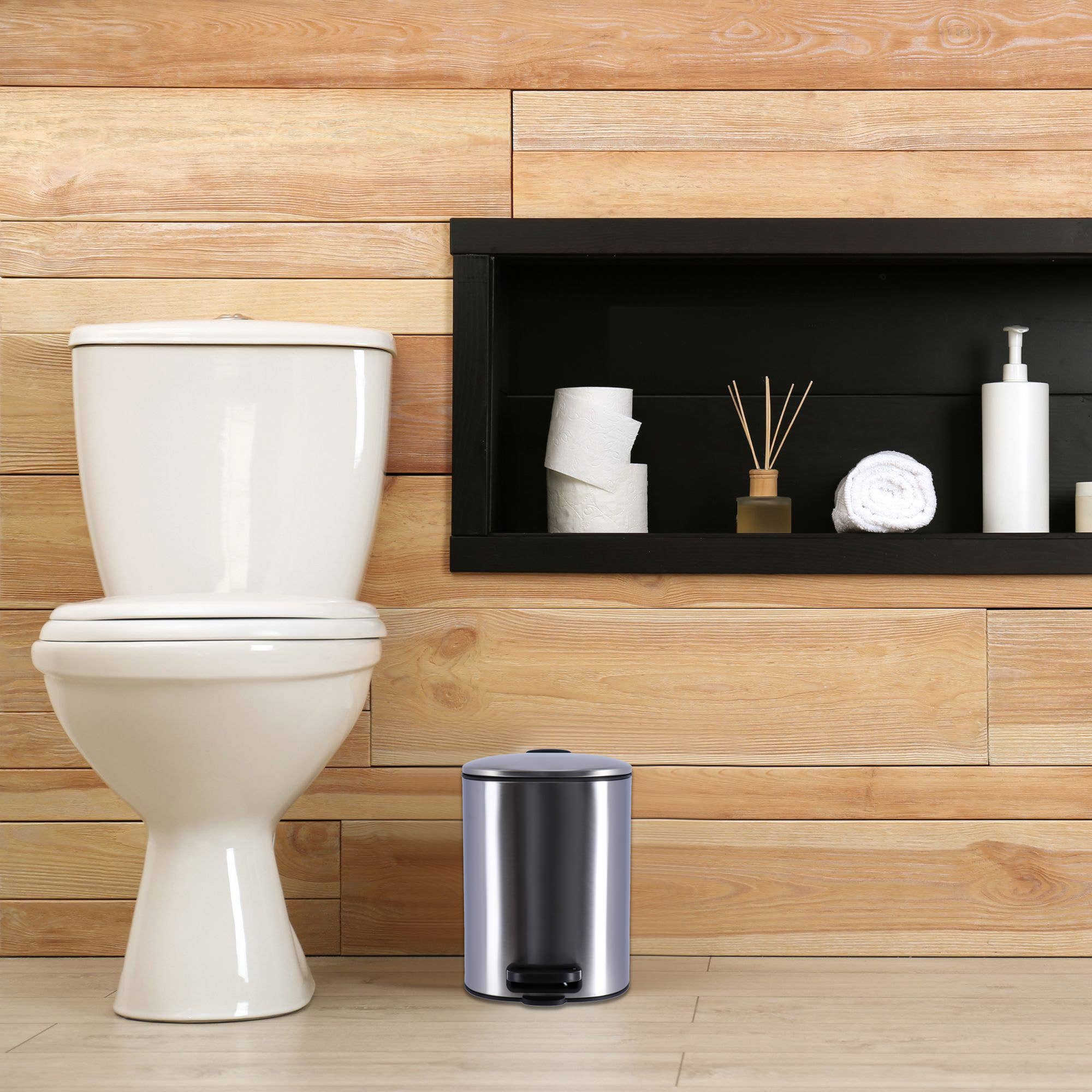 Evideco French Home Goods - Wholesale Bathroom Trashcan - Metal Trash Can with Silent Soft Close Lid Large 5L 1.3 Gal3