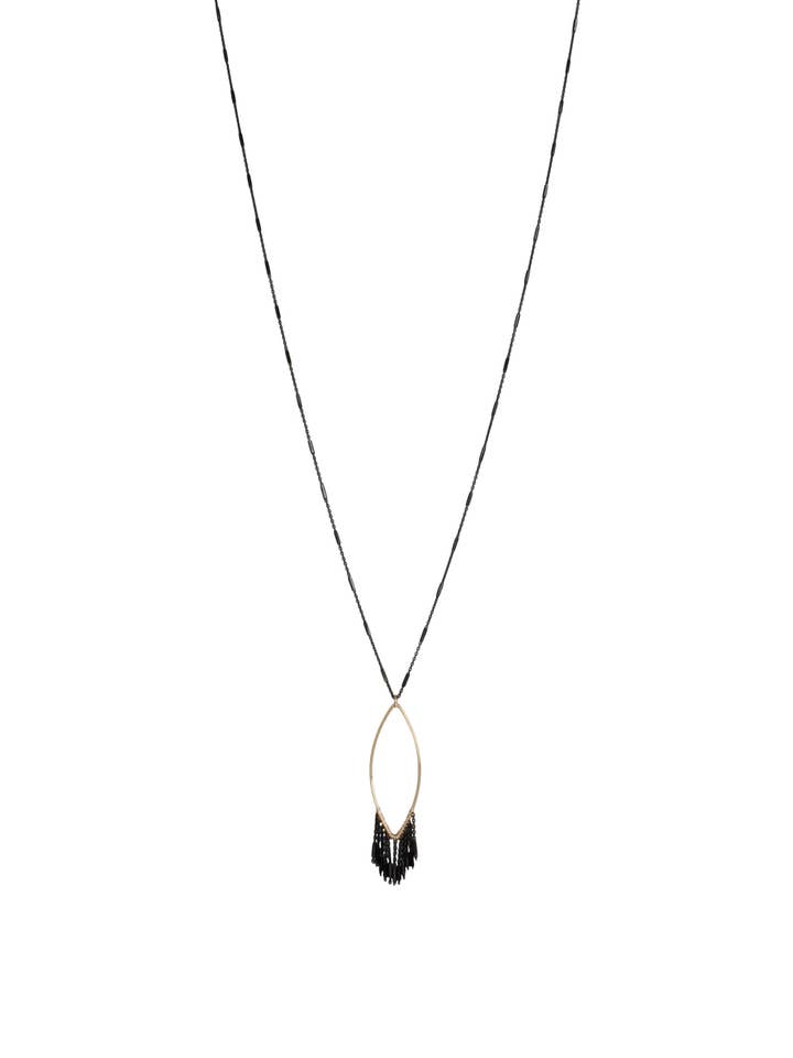 Collana con ciondolo a maglie marquise con catena lunga e frange per la vendita all'ingrosso da parte di Rebecca Scott Jewelry