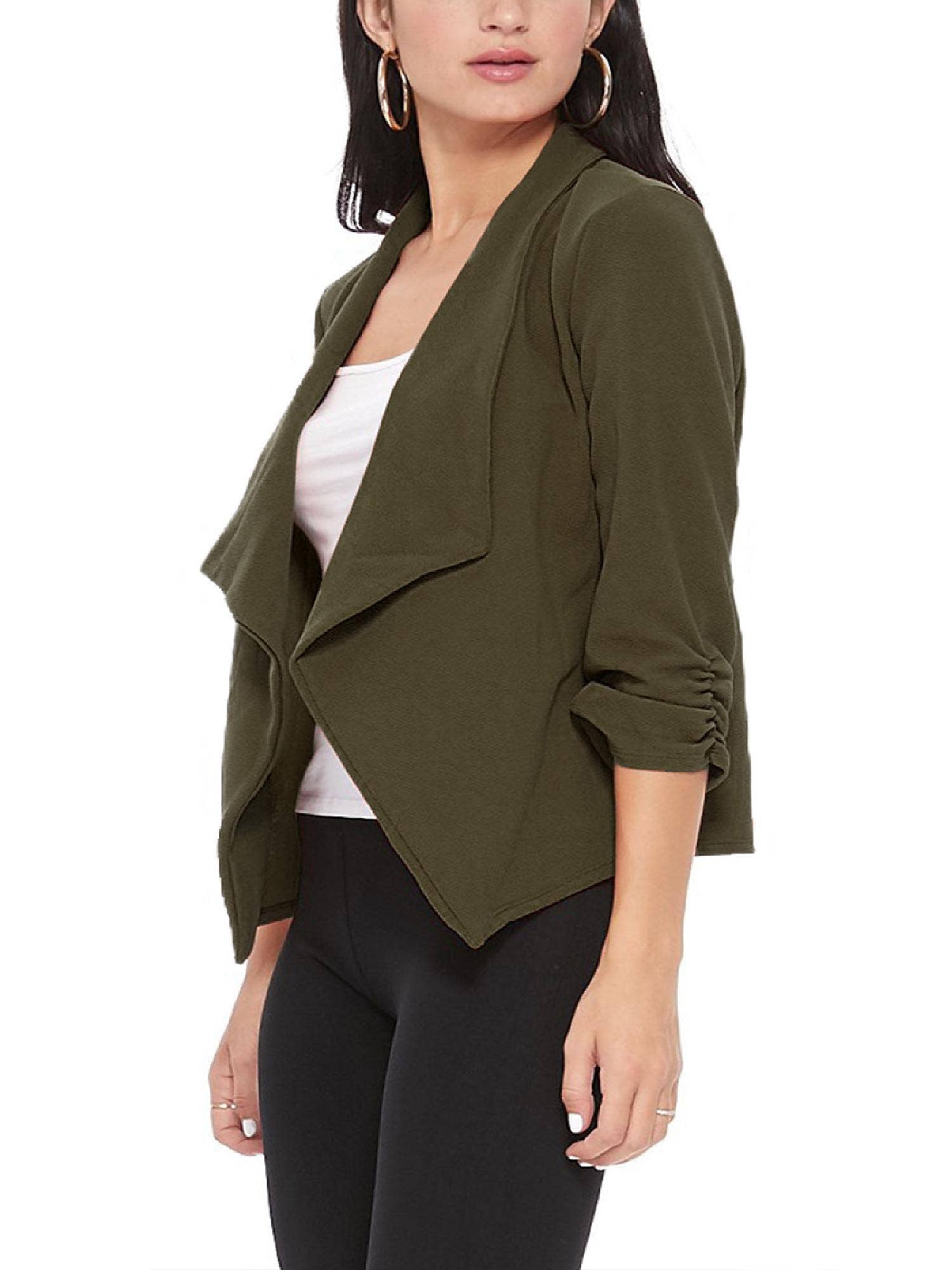 MOA COLLECTION - Wholesale Blazer - Women's - Casual Open Front Draped Solid Blazer Jacket45