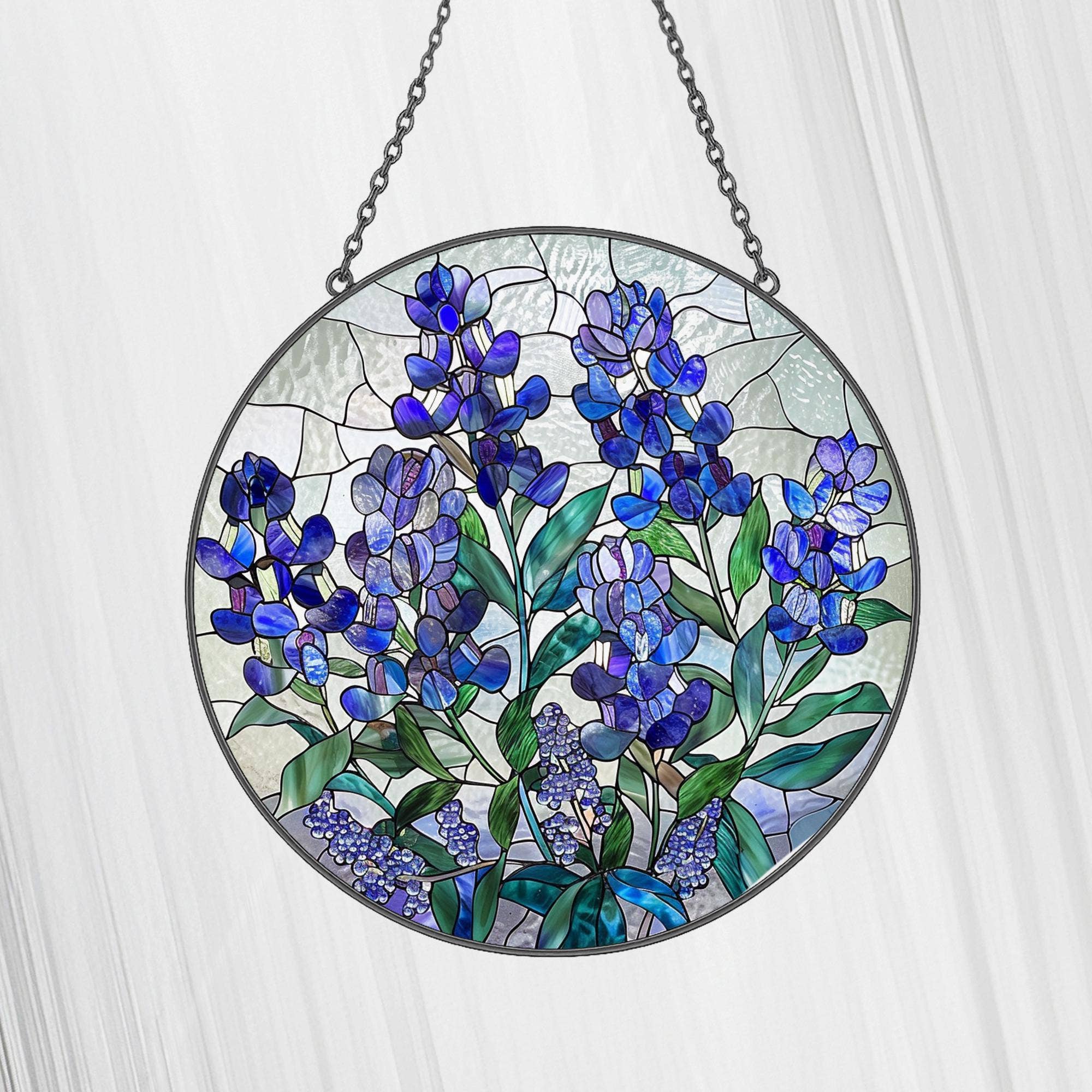 NVC Ecommerce LLC - Vente Attrape-soleil - Attrape-soleil en vitrail de bluebonnet printanier, fleur du Texas3