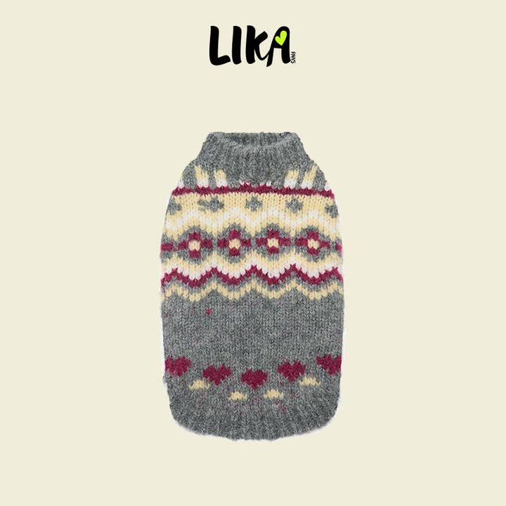 Colorful Fair Isle Sweater Gray for wholesale by Likapaws / Heinemann Trading GbR