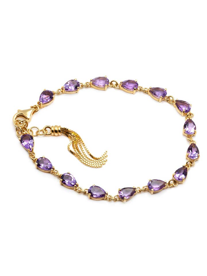 Pulsera Tennis Gotas Amatista para venta al por mayor de THAIS BERNARDES GIOIELLI