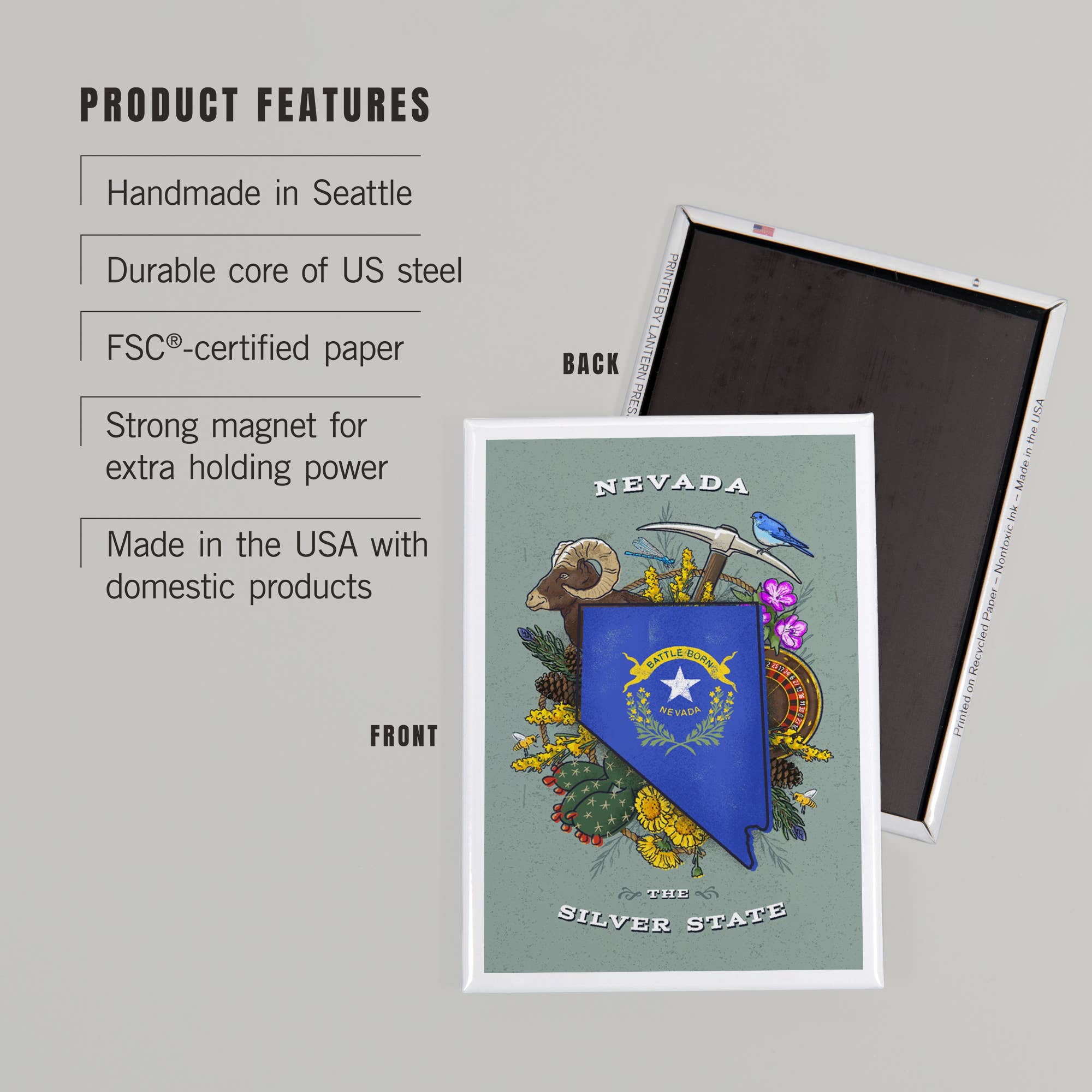 Lantern Press - Venta al por mayor Imanes - MAGNET Nevada, Tesoro Estatal2