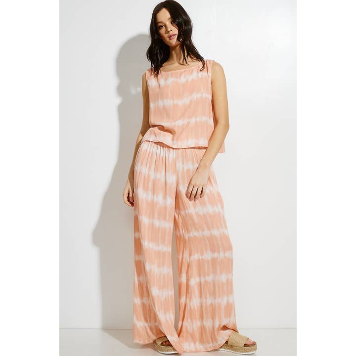 Tie dye crop muscle top en gemaximaliseerde broekset voor wholesale door Phil Love