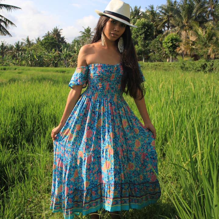 Floral Gisel Dress for wholesale by Boho Babe Boutique