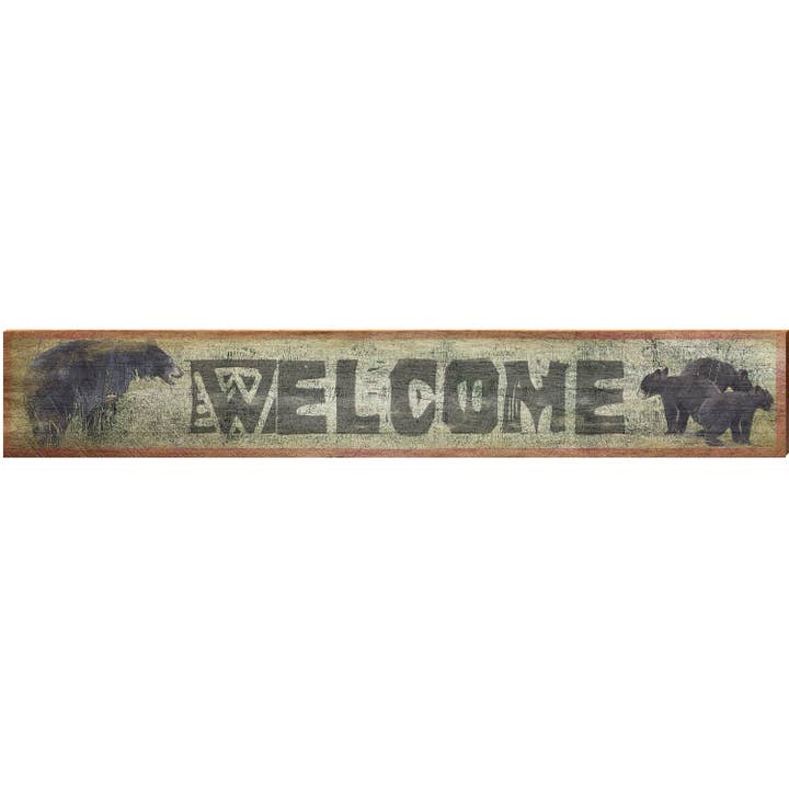 Bienvenue Ours Noirs | Impression Murale sur Bois Véritable pour la vente par Mill Wood Art