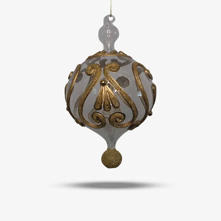 Gold Ornate Glass Ball Ornament - Set of 12 for wholesale by FancyFace Designs