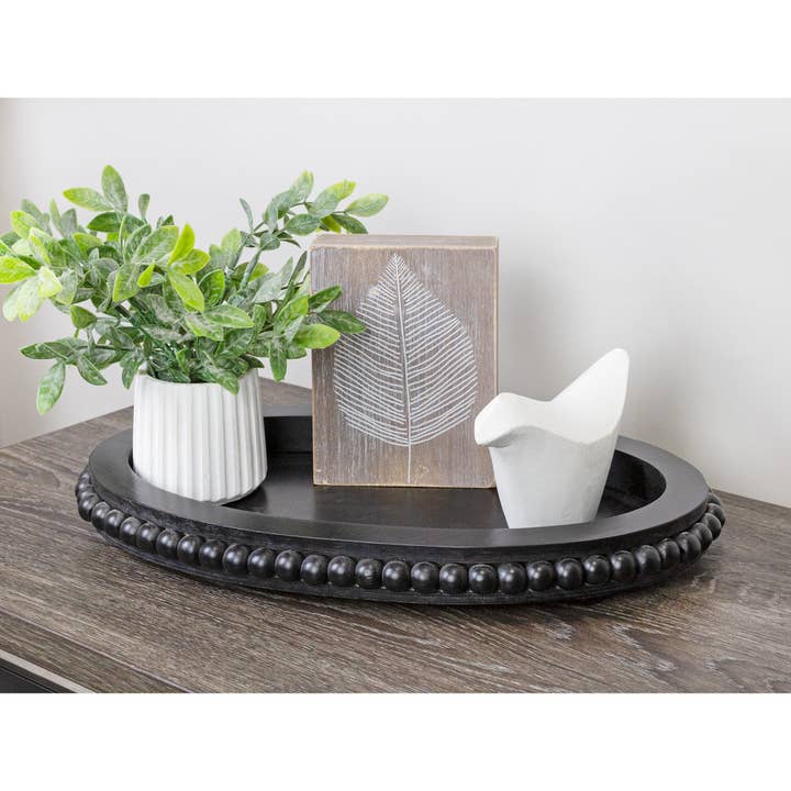 Kurated Korner - Wholesale Decorative Tray - Auldhome Design Wood Beaded Tray