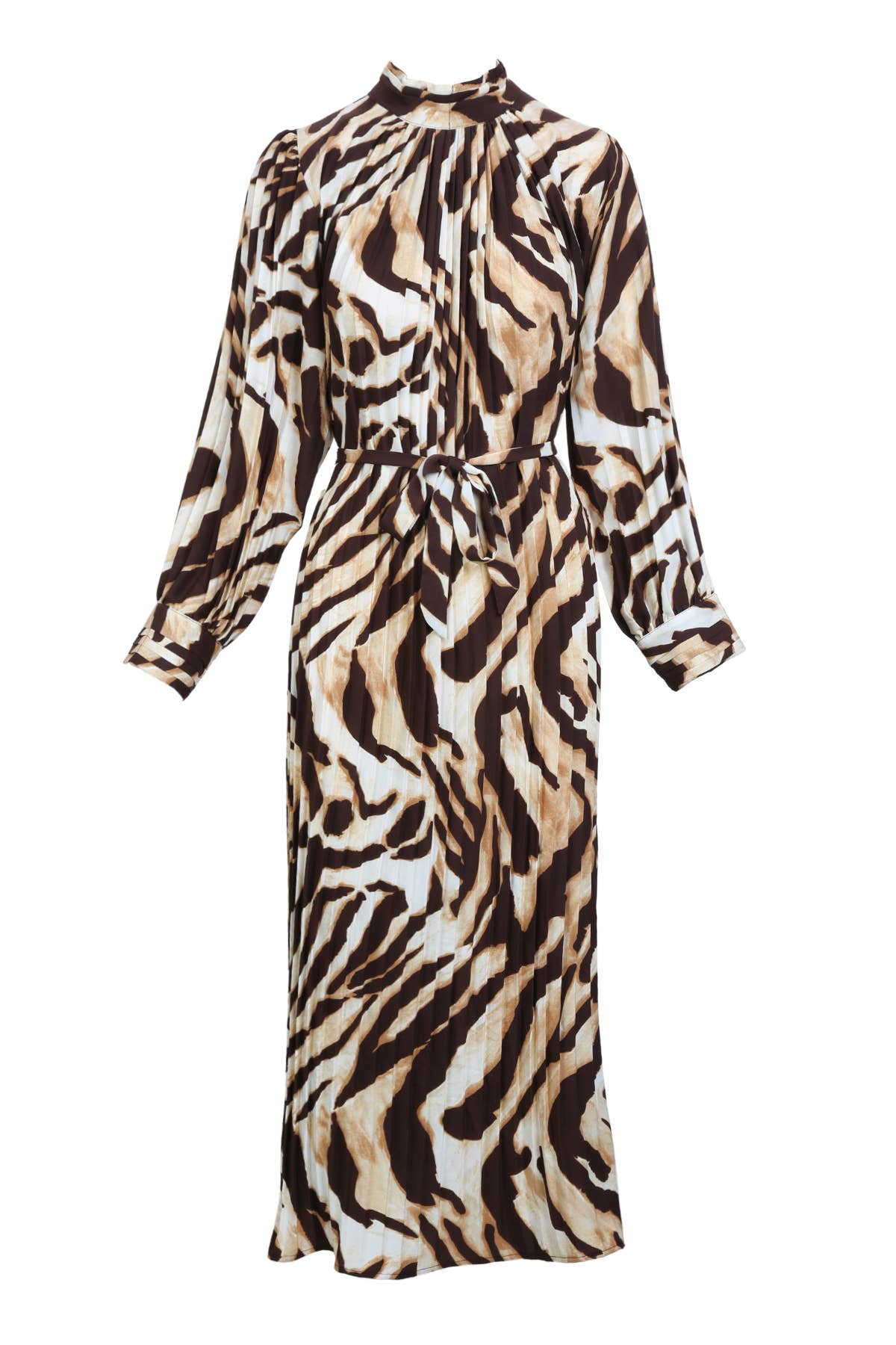 Beulah Style - Wholesale Dress - Women's - Abstract Swirl Print Pleated Maxi Dress PC34427