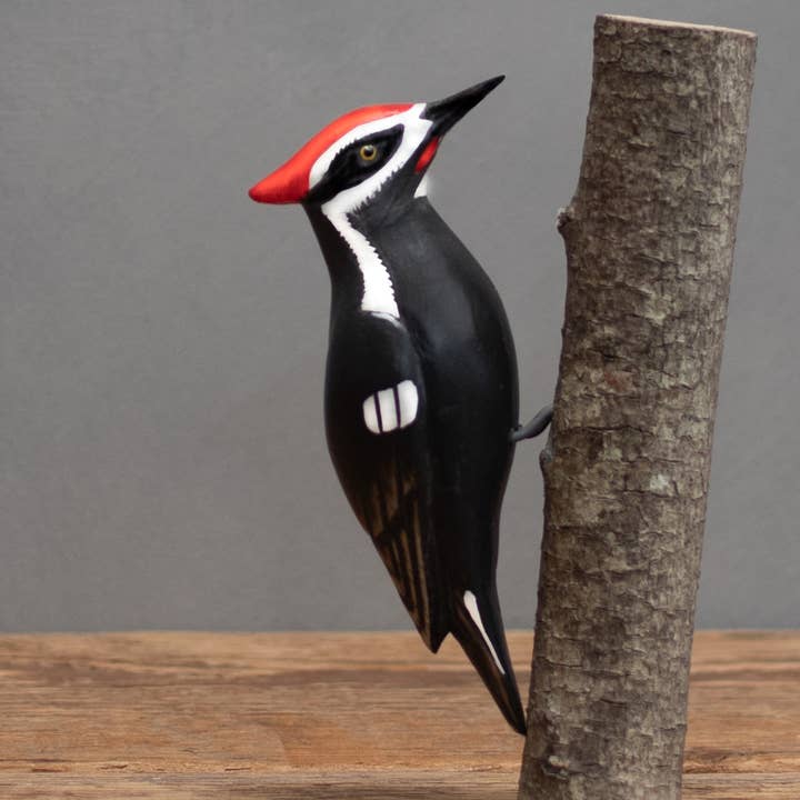 Mini Pileated Woodpecker - 5”H -Wooden Ornament for wholesale by Aviologie